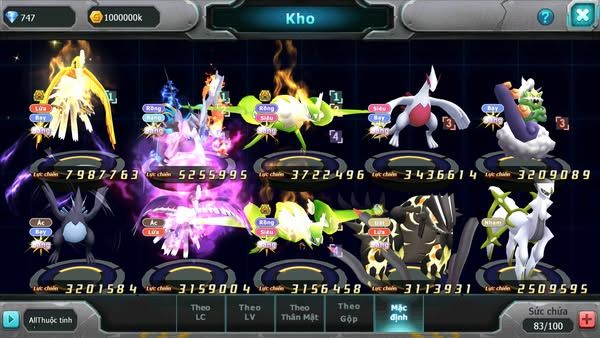 MÃ : #TTS2351 - SV 1318 - HOOH BÁ CHỦ UNVOA CẶP LATI BÁ CHỦ LUGIA THẦN GIÓ DRAK HOOH