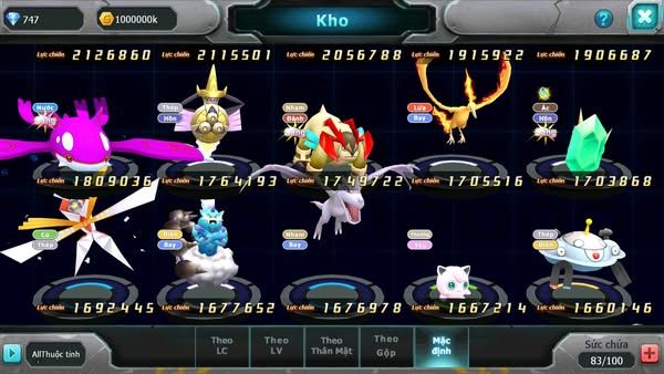 MÃ : #TTS2351 - SV 1318 - HOOH BÁ CHỦ UNVOA CẶP LATI BÁ CHỦ LUGIA THẦN GIÓ DRAK HOOH