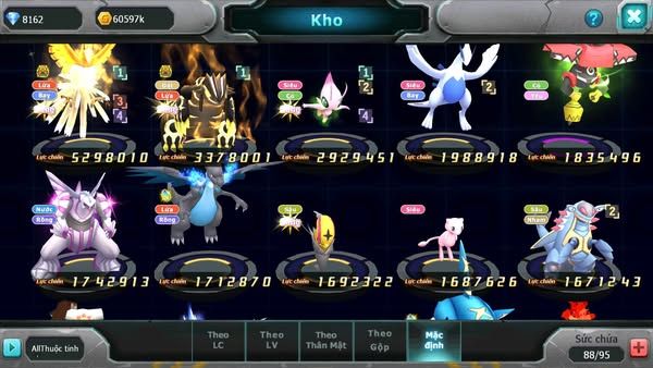 MÃ : #TTS2418 - SV1616 - HOOH BÁ CHỦ GROUDON BÁ CHỦ  CELEBI LUGIA
