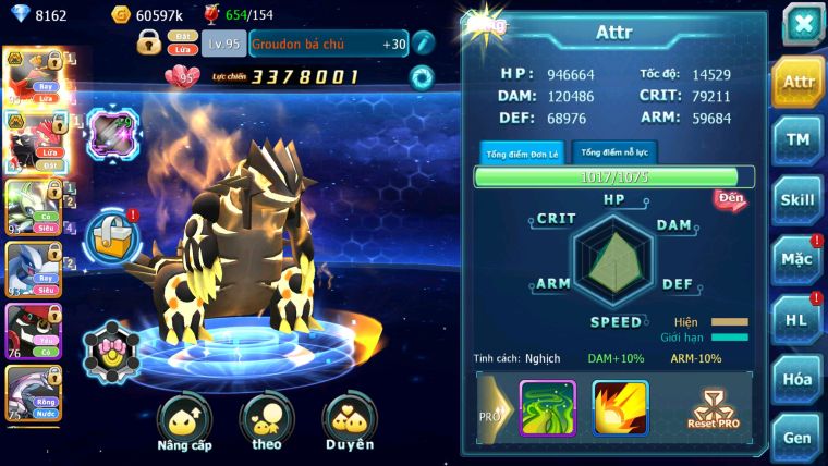 MÃ : #TTS2418 - SV1616 - HOOH BÁ CHỦ GROUDON BÁ CHỦ  CELEBI LUGIA