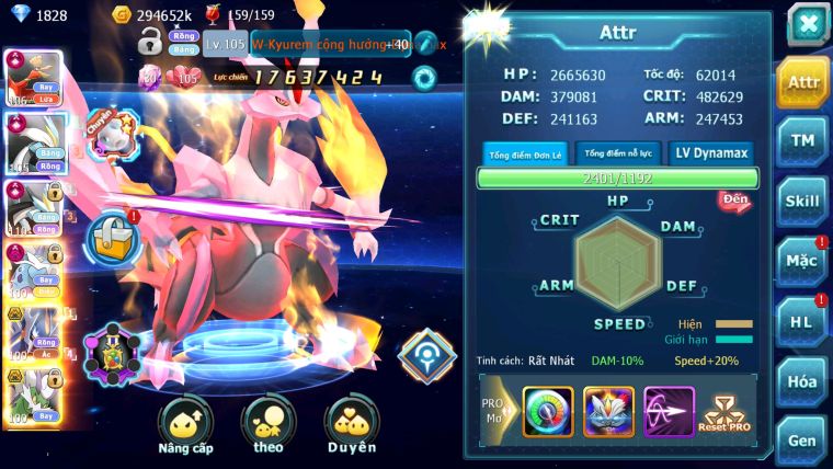 MÃ : #TTS2423 - SV 1178 - TOP21 - V15- HOOH WB CỘNG HƯỞNG DYNAMAX THẦN ĐIỆN DYNAMAX PR DIALGA BC