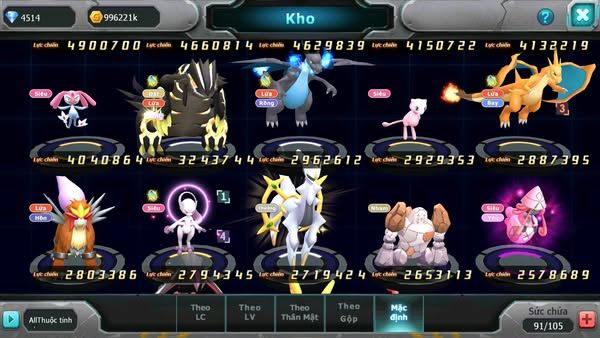MÃ : #TTS2435 - SV980 - HOOH CH DYNAMAX LC KHỦNG - TEAM LỬA BC MEW GIÁP BC CẶP LATI BC BTAA BC LUGIA BC