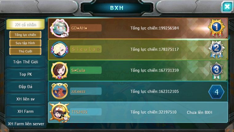 MÃ : #TTS2435 - SV980 - HOOH CH DYNAMAX LC KHỦNG - TEAM LỬA BC MEW GIÁP BC CẶP LATI BC BTAA BC LUGIA BC