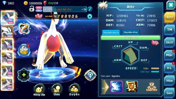 MÃ : #TTS2440 - SV 1561 - V11 LUGIA BC UNVOA LUGIA DRAK BC MEW GIÁP BC LAITOS LATIAS BC QUÁ NGON