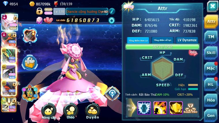 MÃ : #TTS2438 - SV 50 - TOP2 ALL DIANCIE - HOOH CỘNG HƯỞNG DYNAMAX LC KHỦNG NHIỀU PET HT BC HOOPA MEGA NEC