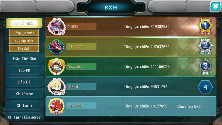MÃ : #TTS2501 - SV1374 - V10 - BTAA BC THẦN GIÓ BC HOOH CẶP LATI BC LUGIA BC UNVOA QVLD BC TAPU FINI BC