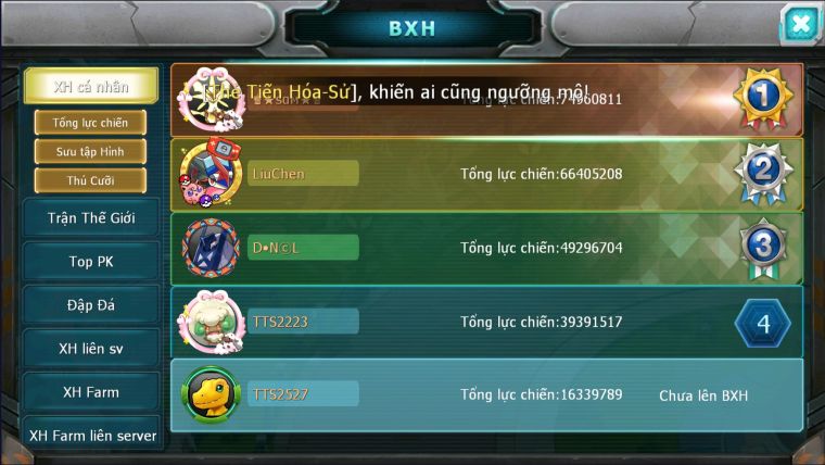 MÃ : #TTS2527 - SV 1663 - V12 TOP48 - HOOH DYNAMAX UNVOA THẦN GIÓ BC WHITE BC 2 TEAM NGON