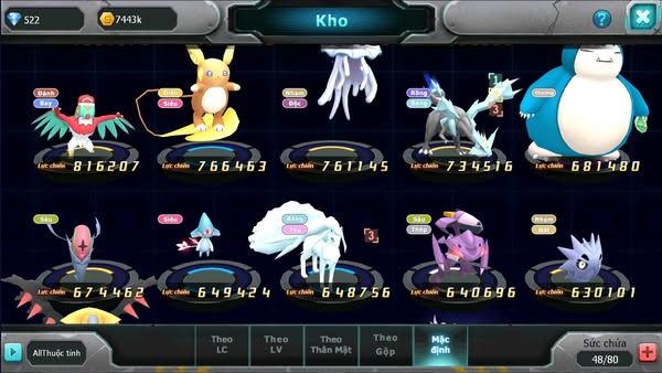 MÃ : #TTS2540 - SV 1564 - V10 - PALKIA BÁ CHỦ UNVOA LATI BC RAIKOU YVETAL