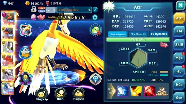 MÃ : #TTS2547 - SV 1623 - - TEAM BAY DYNAMAX CỰC HOT QVLD BC MEW GIÁP BC LATI BC