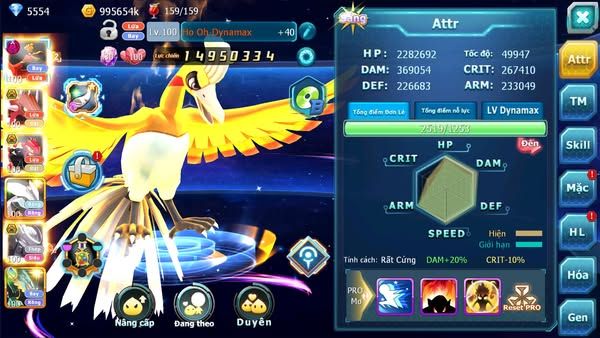 MÃ : #TTS2570 - SV 959 - TOP 36 - HOOH DYNAMX QVLD BC GROUDON BC UNNOVA MEW GIÁP BÁ CHỦ NHIỀU PET HT
