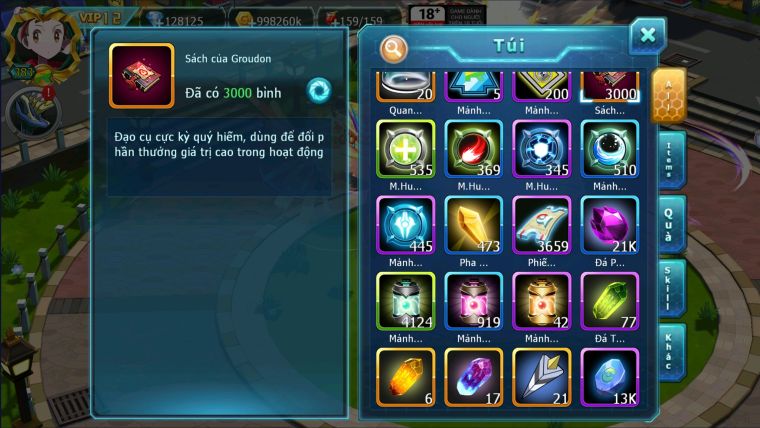 MÃ : #TTS2584 - SV 1383 - TOP22 - 128K KC DƯ 3K SÁCH- 150 MẢNH ECHO YVETAL - VỀ LÊN PALKIA CỘNG HƯỞNG HOẶC YVETAL; CỘNG HƯỞNG QUÁ NGON TN BAO LA