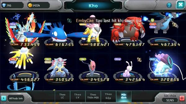 MÃ : #TTS2589 - SV 1725 - TOP 10 - V5 UNVOA KYOGRE RAIKOU HOOH ĐUA TOP NÉT