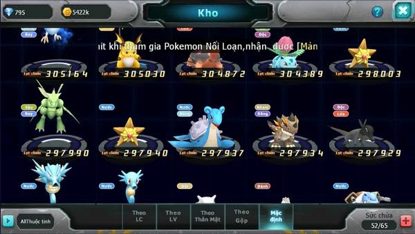 MÃ : #TTS2589 - SV 1725 - TOP 10 - V5 UNVOA KYOGRE RAIKOU HOOH ĐUA TOP NÉT