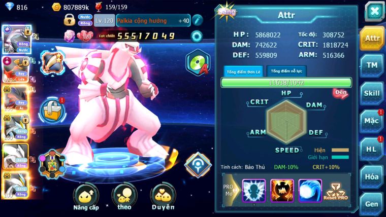 MÃ : #TTS2649 - SV 200 - TOP4-6 - V14 PALKIA - HOOH CH 300K SP TEAM QUÁ ĐẸP SÉT HH SS SEN ĐỎ CAO