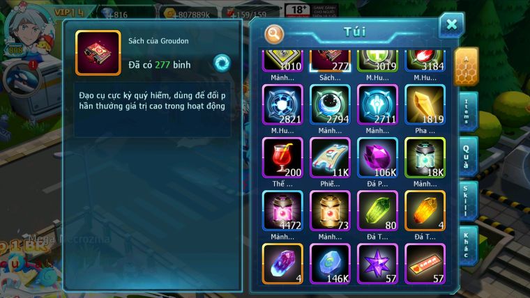 MÃ : #TTS2649 - SV 200 - TOP4-6 - V14 PALKIA - HOOH CH 300K SP TEAM QUÁ ĐẸP SÉT HH SS SEN ĐỎ CAO