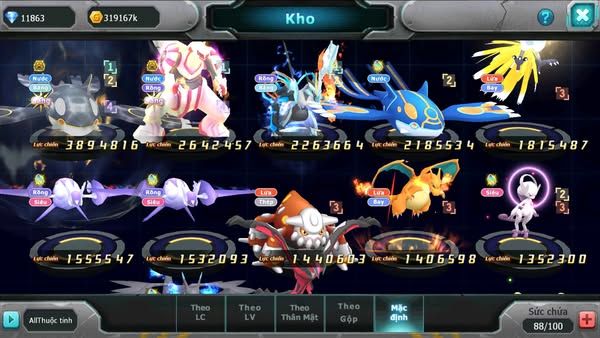 MÃ : #TTS2677 - SV1624 - V5 - QUÁI VẬT BIỂN CẢ BÁ CHỦ PALKIA BÁ CHỦ UNVOA KYOGRE HOOH CẶP LATI