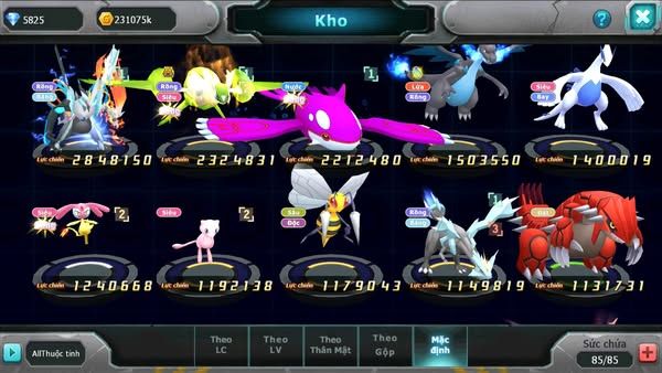 MÃ : #TTS2687 - SV 1513 - 5K8 KC - UNVOA LATI BC KYOGRE LUGIA GROUDON MES