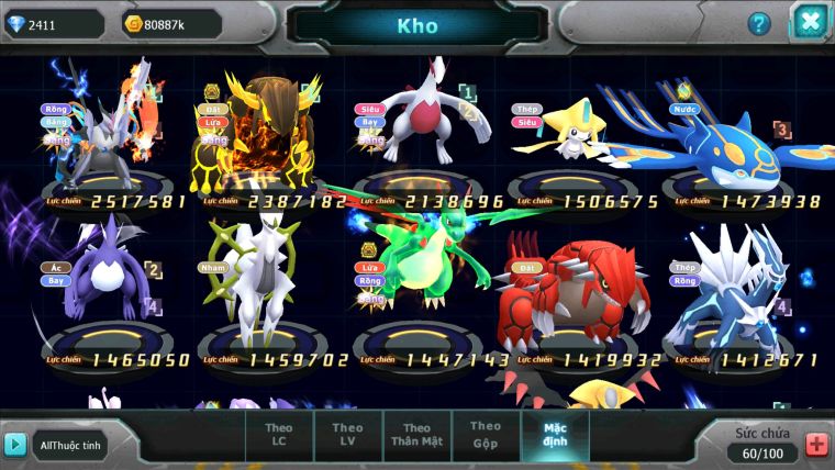 MÃ : #TTS2710 - SV 1193 - UNVOA QVLD BC LUGIA KYOGRE DRAK LU ARC NHAM QUÁ NGON