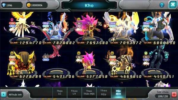MÃ : #TTS2721 - SV 949 - HOOH DYNAMAX UNVOA WB BÁ CHỦ BTAA BÁ CHỦ ZOROA BC QVLD BÁ CHỦ GROUDON BC