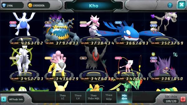 MÃ : #TTS2721 - SV 949 - HOOH DYNAMAX UNVOA WB BÁ CHỦ BTAA BÁ CHỦ ZOROA BC QVLD BÁ CHỦ GROUDON BC