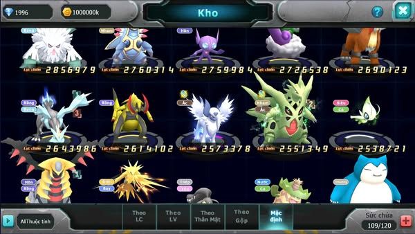 MÃ : #TTS2721 - SV 949 - HOOH DYNAMAX UNVOA WB BÁ CHỦ BTAA BÁ CHỦ ZOROA BC QVLD BÁ CHỦ GROUDON BC