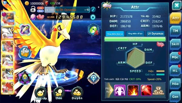 MÃ : #TTS2721 - SV 949 - HOOH DYNAMAX UNVOA WB BÁ CHỦ BTAA BÁ CHỦ ZOROA BC QVLD BÁ CHỦ GROUDON BC