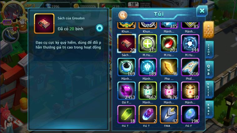 MÃ : #TTS2721 - SV 949 - HOOH DYNAMAX UNVOA WB BÁ CHỦ BTAA BÁ CHỦ ZOROA BC QVLD BÁ CHỦ GROUDON BC