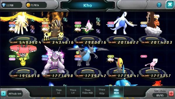 MÃ : #TTS2727 - SV 1616 - 11K KC - HOOH BÁ CHỦ GROUDON BÁ CHỦ CELEBI