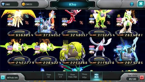 MÃ : #TTS2740 - SV 1522 - HOOH BÁ CHỦ YVETAL THẦN GIÓ BC UNVOA CẶP LATI BÁ CHỦ MEWTWO X BC