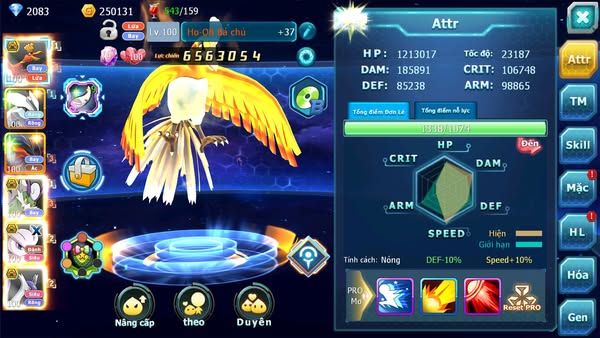 MÃ : #TTS2740 - SV 1522 - HOOH BÁ CHỦ YVETAL THẦN GIÓ BC UNVOA CẶP LATI BÁ CHỦ MEWTWO X BC