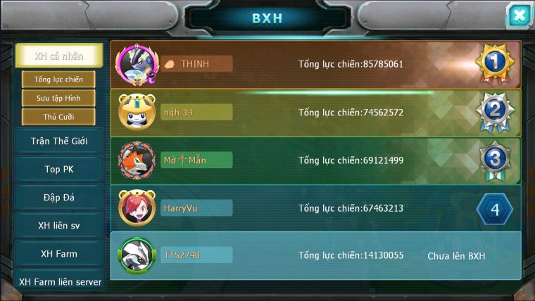 MÃ : #TTS2740 - SV 1522 - HOOH BÁ CHỦ YVETAL THẦN GIÓ BC UNVOA CẶP LATI BÁ CHỦ MEWTWO X BC