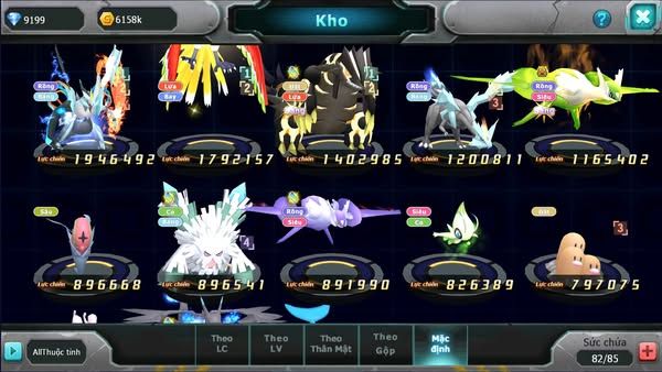 MÃ : #TTS2739 - SV 1681 - TOP18 - UNVOA HOOH GROUDON KYUGRE  LATI BÁ CHỦ