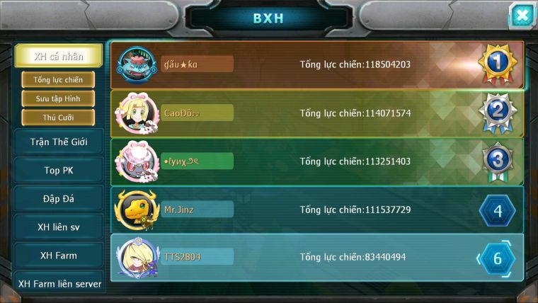 MÃ : #TTS2804 - SV 1165 - V15 - TOP 6-9 V15 - HOOH CH DYNAAMX WB CH DYNAMAX RAY BC DRAK HOOH BC YVETAL BC THẦN GIÓ BC RẮN BĂNG