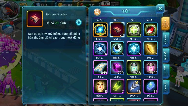 MÃ : #TTS2835 - SV 1658 - V5 - QVLD BÁ CHỦ HOOH YVETAL GROUDON  CHAR VỊT BẦU