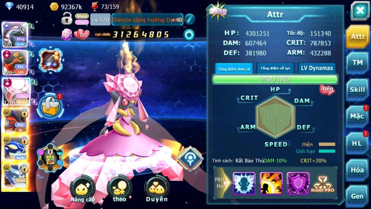 MÃ : #TTS2825 - SV 1046 - TOP1 ALL CỨNG - V14 - 40K KC 1K3 SÁCH - PALKIA CỘNG HƯỞNG HOOH CH DYNAMAX DIANCIE CH DYNAAMX 3 TEAM SIÊU CHUẨN NHIỀU PET HUYỀN THOẠI BÁ CHỦ