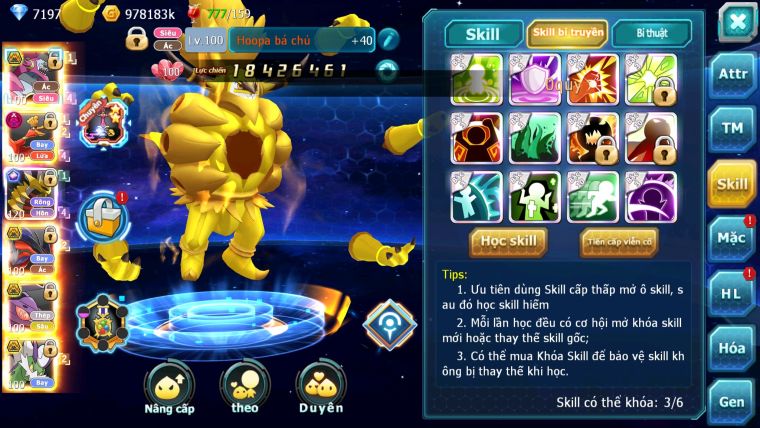 MÃ : #TTS2843 - SV 583 - TOP 33 - V15 - HOOPA BÁ CHỦ HOOH DYNAMAX YVETAL BC THẦN GIÓ BC GIRATINA CỘNG HƯỞNG 3 TEAM CỰC NGON