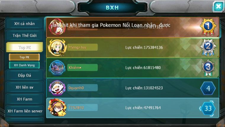 MÃ : #TTS2843 - SV 583 - TOP 33 - V15 - HOOPA BÁ CHỦ HOOH DYNAMAX YVETAL BC THẦN GIÓ BC GIRATINA CỘNG HƯỞNG 3 TEAM CỰC NGON