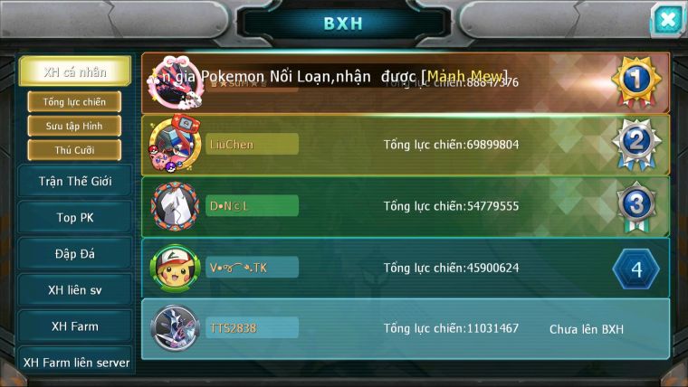MÃ : #TTS2838 - SV 1652 - V12 - 300 SACH - DIALGA BÁ CHỦ CẶP LATI BÁ CHỦ ARC ST ARC BÁ CHỦ QUÁ NGON