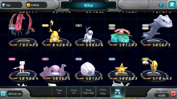 MÃ : #TTS2866 - SV 1711 - V2 - TAPU FINI BÁ CHỦ DIANCIE MES LATI LUGIA GOODRA