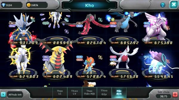 MÃ : #TTS2879 - SV1698 - TOP38 - PR DIALGA ST YVETAL PALKIA ST GIRATINA LUGIA