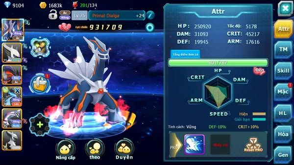 MÃ : #TTS2879 - SV1698 - TOP38 - PR DIALGA ST YVETAL PALKIA ST GIRATINA LUGIA