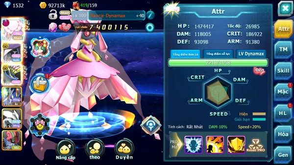 MÃ : #TTS2893 - SV 1612 -V12 - DIANCIE DYNAMAX TAPU FINI BC XERM BC UNVOA PR DIALGA