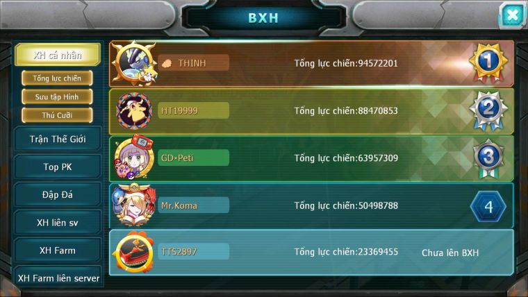 MÃ : #TTS2897 - SV 1593 - V11 - TOP55 PK - HOOH DYNAMAX QVLD BC UNVOA KYOGRE BC THẦN GIÓ BC
