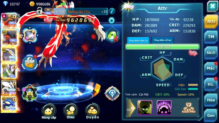 MÃ : #TTS2909 - SV 1256 - V13 - TOP26 - HOOH CH DYNAMAX YVETAL BÁ CHỦ CẶP CÁ BÁ CHỦ THẦN GIÓ BC UNVOA LUGIA BC CẶP LATI BC