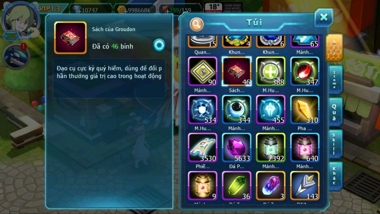 MÃ : #TTS2909 - SV 1256 - V13 - TOP26 - HOOH CH DYNAMAX YVETAL BÁ CHỦ CẶP CÁ BÁ CHỦ THẦN GIÓ BC UNVOA LUGIA BC CẶP LATI BC