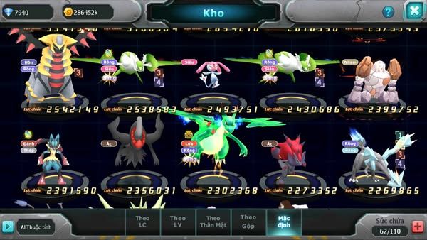 MÃ : #TTS2915 - SV 1611 - V10 - HOOH BÁ CHỦ QVLD BC THẦN GIÓ YVETAL RAYQUAZA HENTRAN DIANCIE NHIỀU PET HT