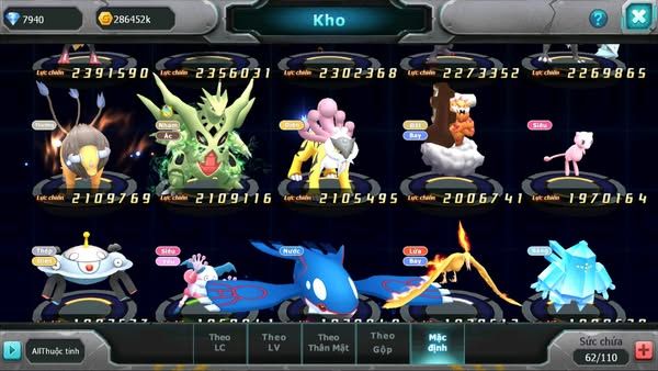 MÃ : #TTS2915 - SV 1611 - V10 - HOOH BÁ CHỦ QVLD BC THẦN GIÓ YVETAL RAYQUAZA HENTRAN DIANCIE NHIỀU PET HT