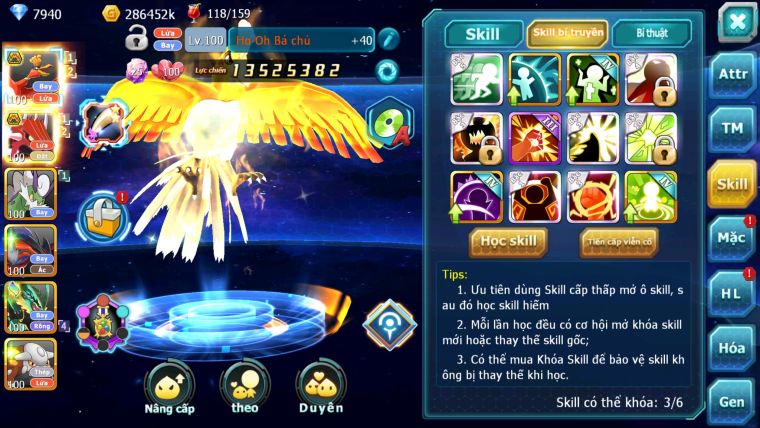 MÃ : #TTS2915 - SV 1611 - V10 - HOOH BÁ CHỦ QVLD BC THẦN GIÓ YVETAL RAYQUAZA HENTRAN DIANCIE NHIỀU PET HT