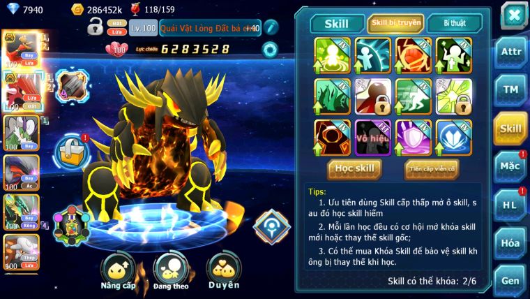 MÃ : #TTS2915 - SV 1611 - V10 - HOOH BÁ CHỦ QVLD BC THẦN GIÓ YVETAL RAYQUAZA HENTRAN DIANCIE NHIỀU PET HT