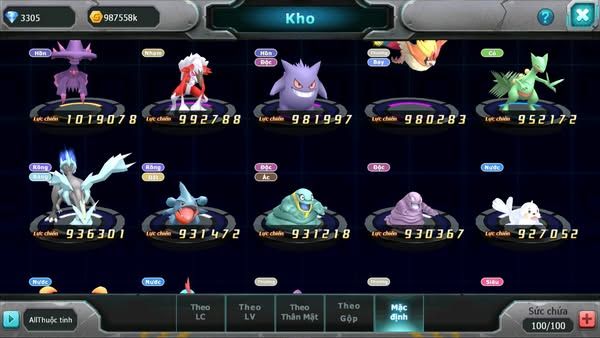 MÃ : #TTS2911 - SV1176 - V4 - 100 SÁCH - UNVOA MEW GIÁP KYOGRE ST BĂNG